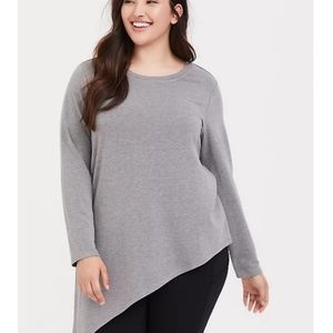 GREY ASYMMETRICAL TERRY ACTIVE SWEATSHIRT